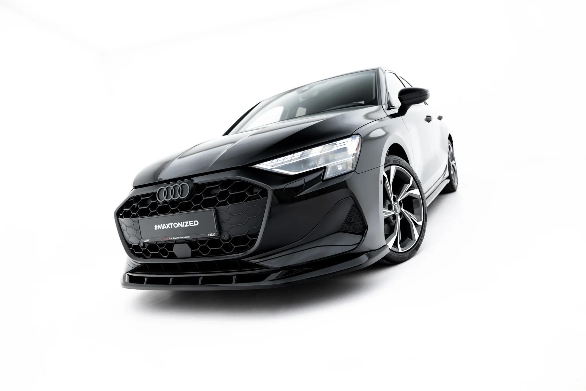 Street+ Spoilerlippe Front Ansatz V.2 passend für Audi A3 Limousine 8Y Facelift schwarz Hochglanz