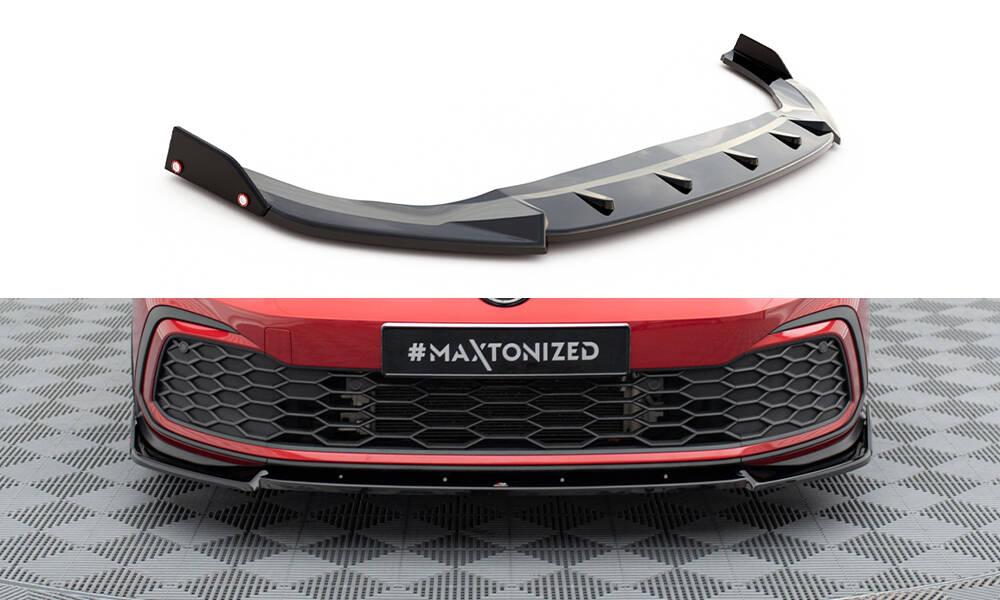 Street+ Spoilerlippe Front Ansatz V.3 + Flaps passend für VW Golf GTI / GTE / GTD / R-Line Mk8
