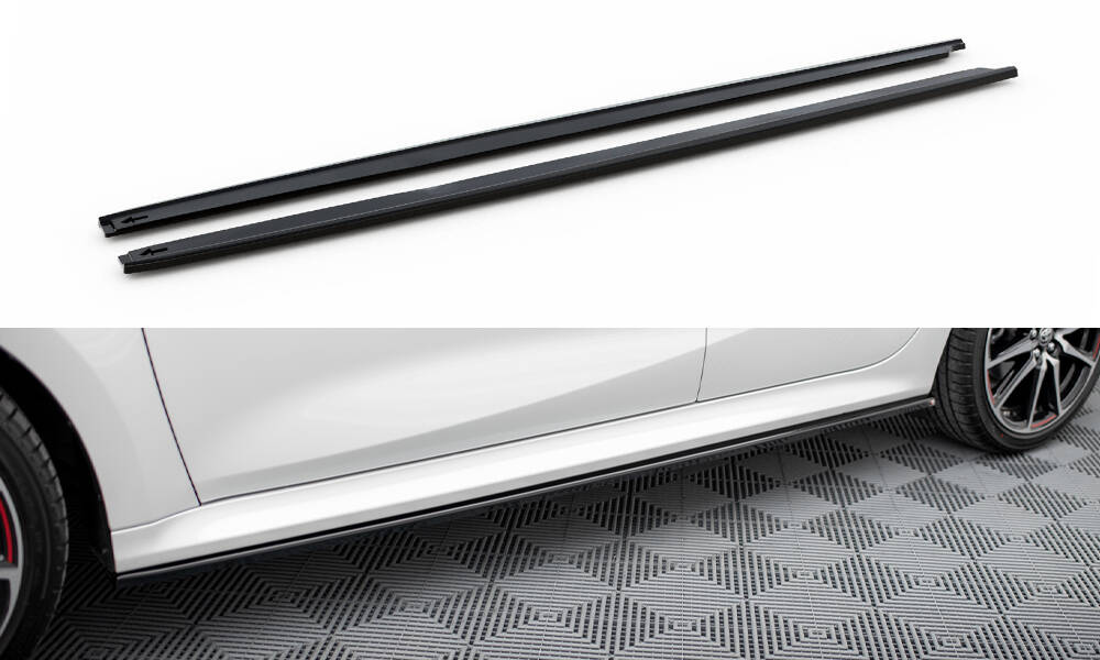 Street+ Seitenschweller Leisten V.2 passend für Toyota Yaris Mk4 schwarz Hochglanz