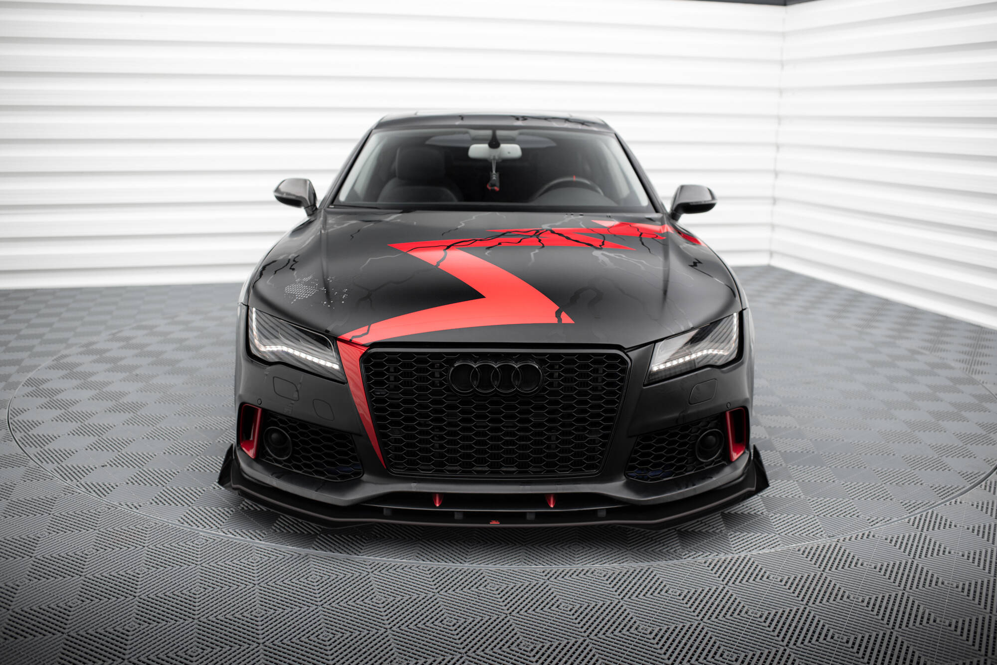 Front Stoßstange Flaps passend für Audi A7 RS7 Look C7 schwarz Hochglanz