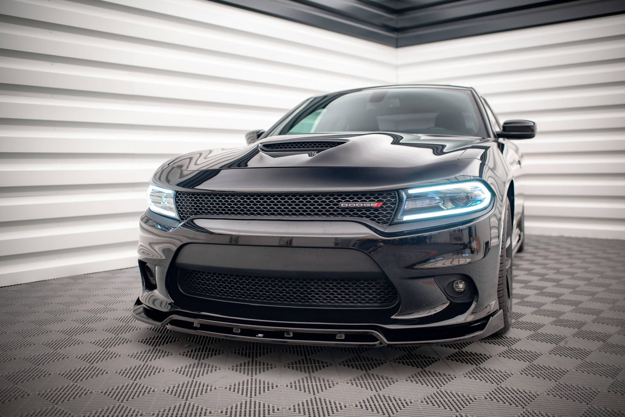 Street+ Spoilerlippe Front Ansatz V.1 passend für Dodge Charger SRT Mk7 FL schwarz Hochglanz