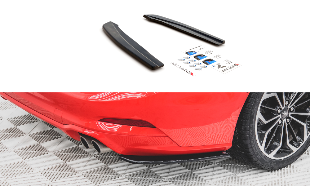 Street+ Heck Ansatz Flaps V.1 passend für Ford Focus ST-Line Kombi Mk4 schwarz Hochglanz