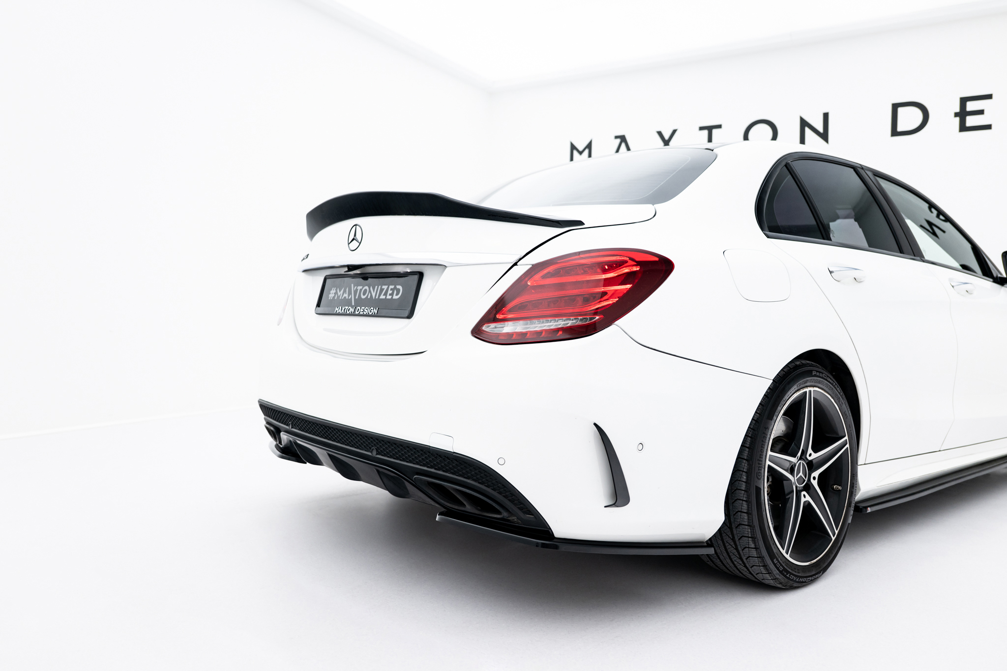Street+ Heck Ansatz Flaps passend für Mercedes C AMG-Line / C43 AMG Limousine W205 schwarz Hochglanz