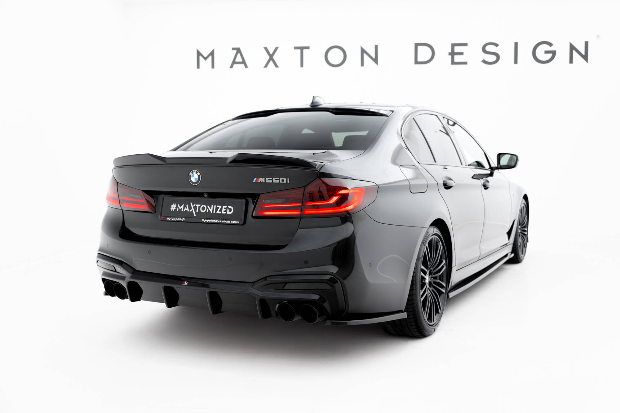 Street+ Heck Ansatz Diffusor passend für BMW M550i / 5 M-Paket Limousine / Touring G30 / G31 schwarz Hochglanz