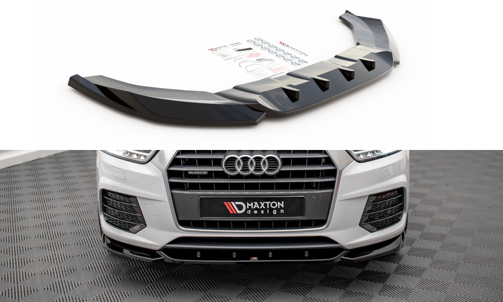 Street+ Spoilerlippe Front Ansatz V.1 passend für Audi Q3 Sport 8U FL schwarz Hochglanz