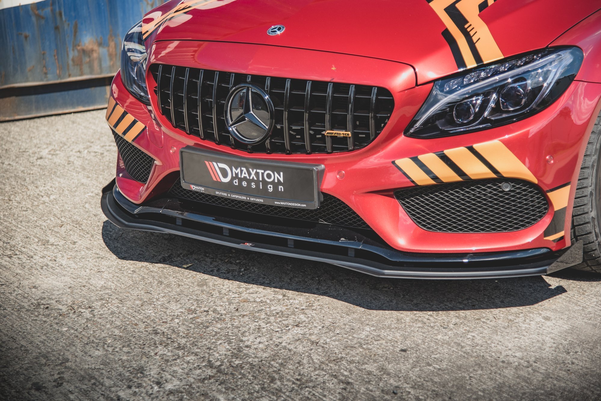 Street Pro Spoilerlippe Front Ansatz + Flaps passend für Mercedes-AMG C43 / AMG-Line Coupe C205 schwarz Hochglanz