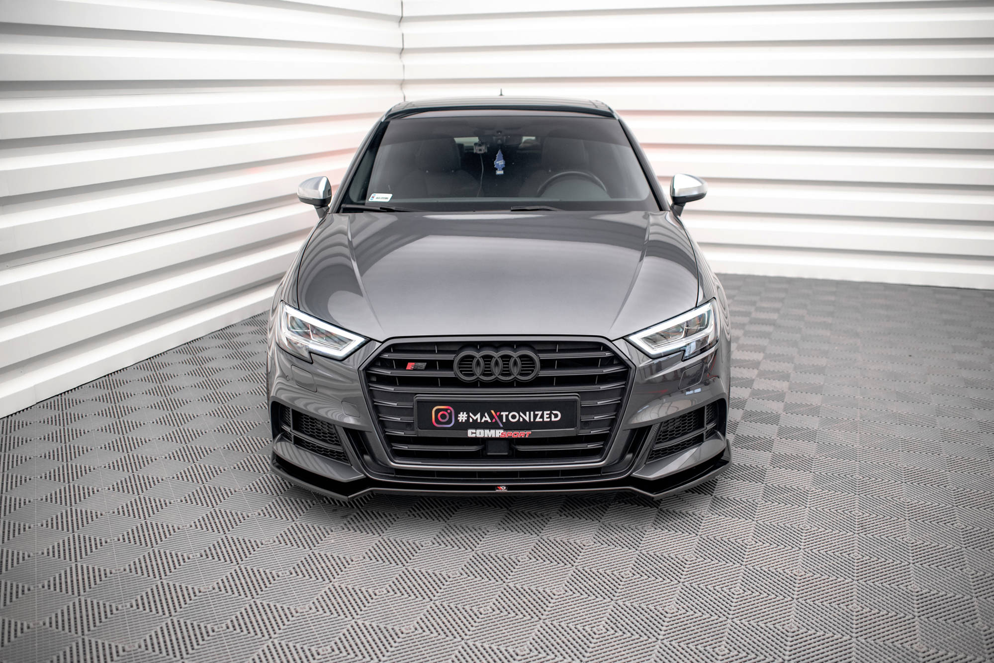 Street+ Spoilerlippe Front Ansatz V.2 passend für Audi S3 / A3 S-Line Sportback 8V FL schwarz Hochglanz