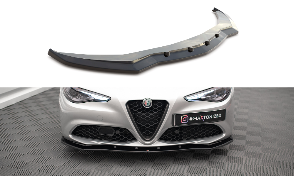 Street+ Spoilerlippe Front Ansatz V.1 passend für Alfa Romeo Giulia Sport schwarz Hochglanz
