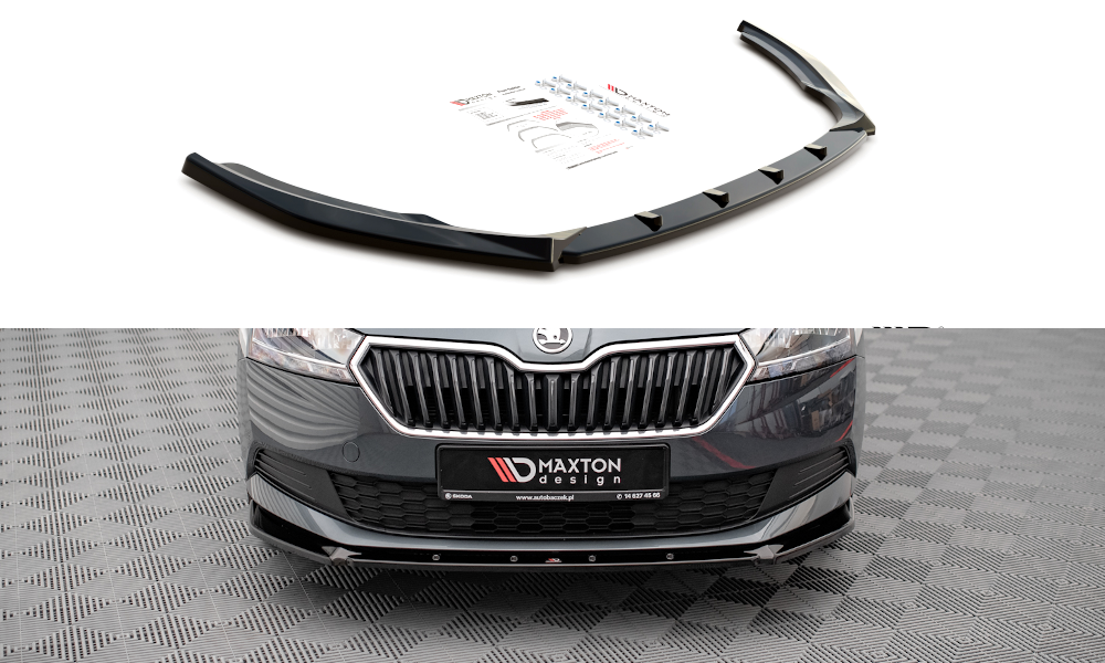 Street+ Spoilerlippe Front Ansatz passend für Skoda Fabia Mk3 FL schwarz Hochglanz