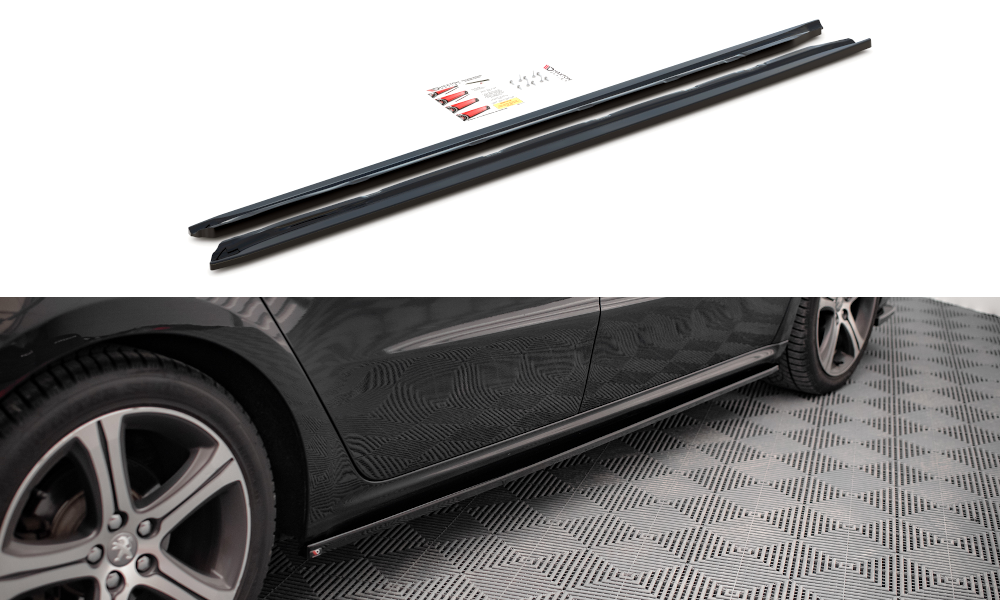 Street+ Seitenschweller Leisten passend für Peugeot 508 GT Mk1 FL schwarz Hochglanz