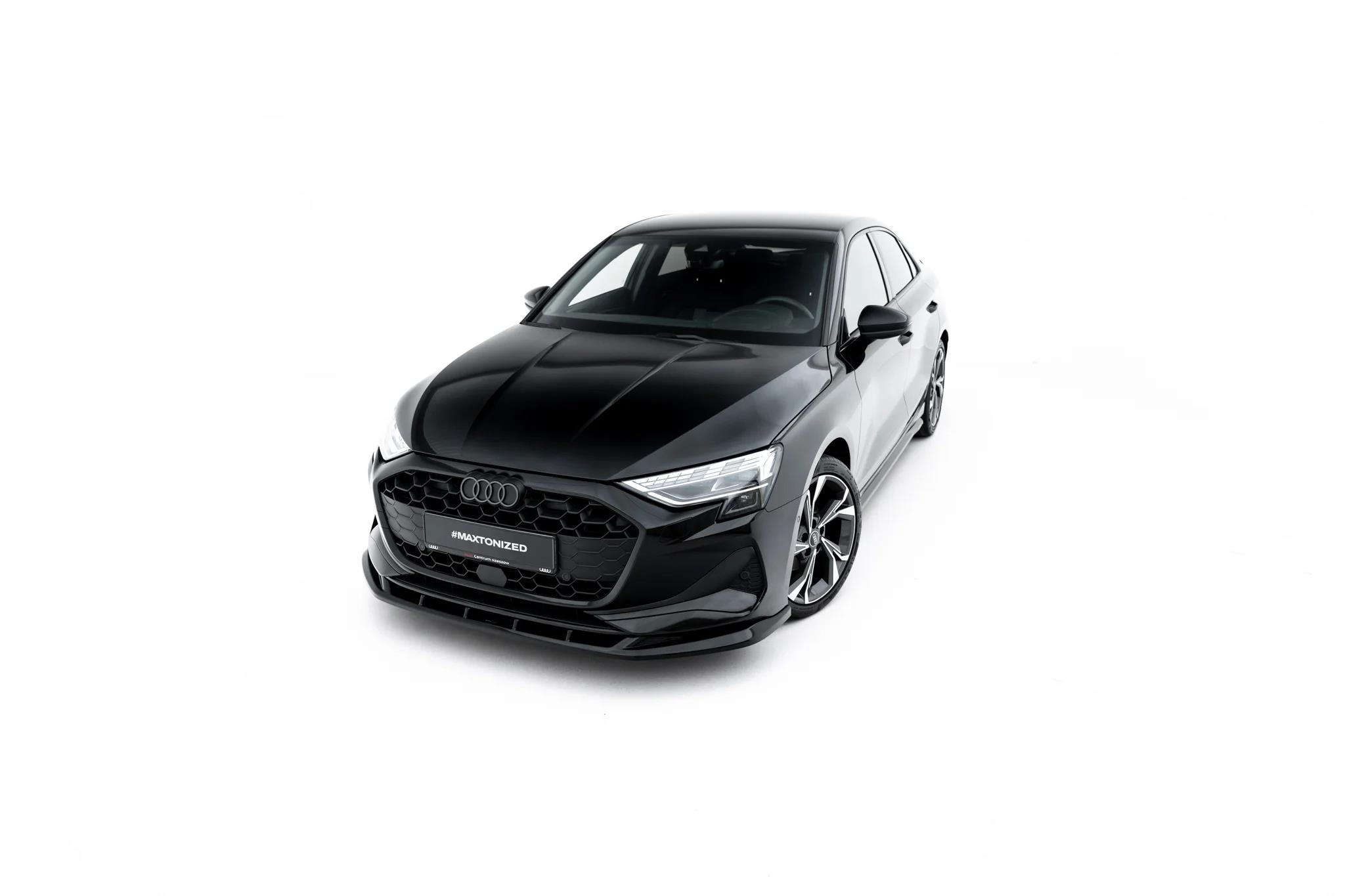 Street+ Spoilerlippe Front Ansatz V.2 passend für Audi A3 Limousine 8Y Facelift schwarz Hochglanz