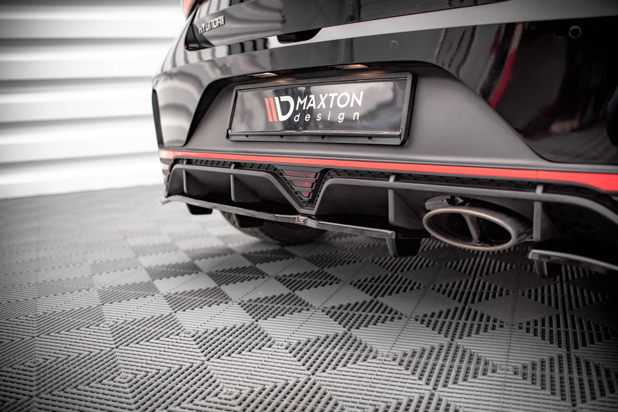 Street+ Mittlerer Diffusor RACE Heck Ansatz passend für Hyundai I20 N Mk3 schwarz Hochglanz