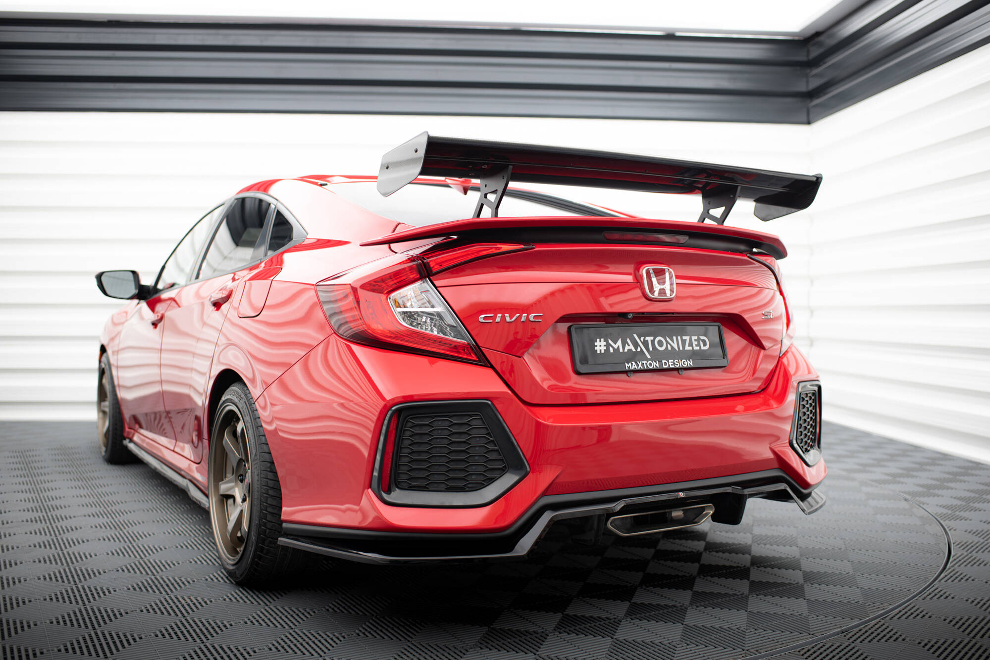 Carbon Heck Spoiler Heckflügel Standfuß Innen passend für Honda Civic SI Mk10