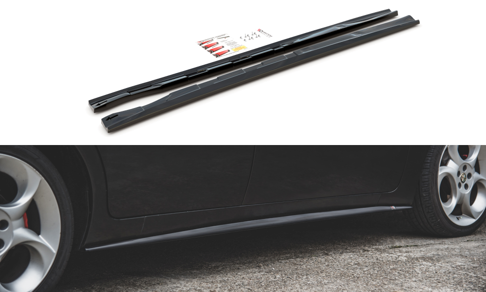 Seitenschweller Ansatz für Alfa Romeo 156 Facelift schwarz Hochglanz