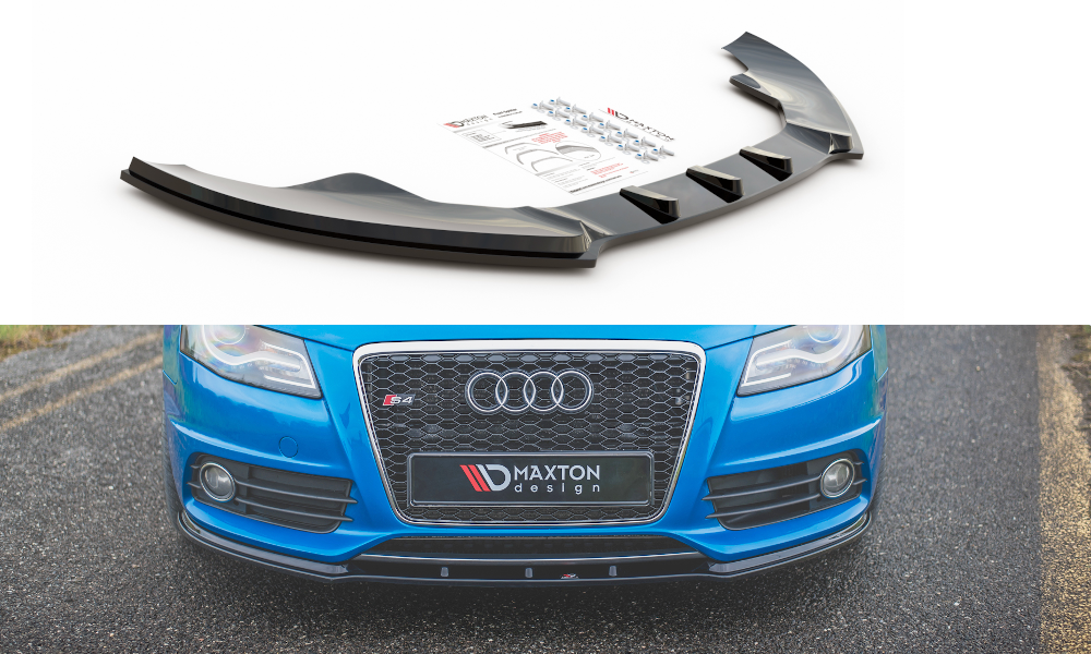 Street+ Spoilerlippe Front Ansatz V.1 passend für Audi S4 / A4 S-Line B8 schwarz Hochglanz