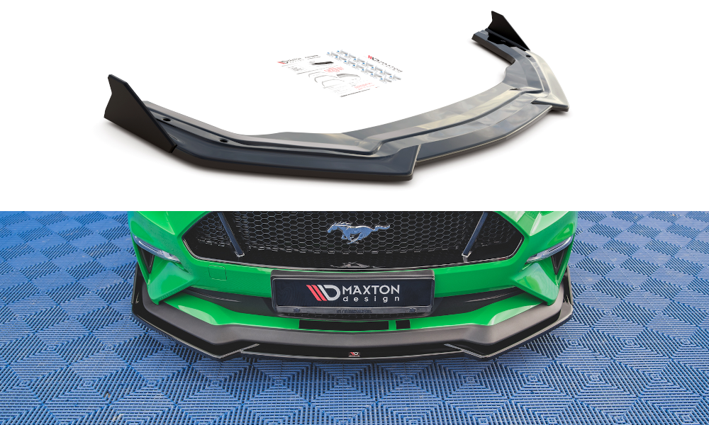 Street+ Spoilerlippe Front Ansatz V.1 + Flaps passend für Ford Mustang GT Mk6 FL