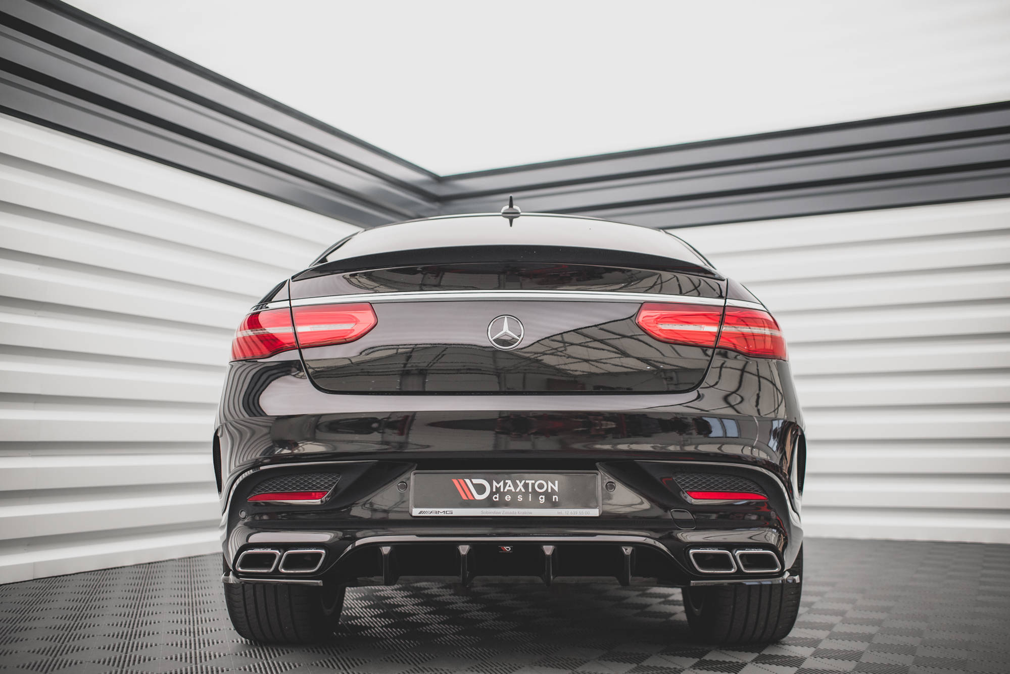 Street+ Heck Ansatz Diffusor passend für Mercedes GLE Coupe 63 AMG C292 schwarz Hochglanz