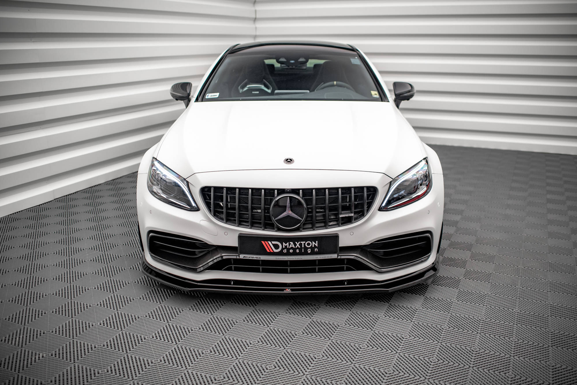 Street+ Spoilerlippe Front Ansatz V.3 passend für Mercedes-AMG C63 Coupe AMG Aero Pack C205 FL schwarz Hochglanz