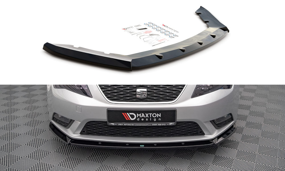 Street+ Spoilerlippe Front Ansatz V.1 passend für Seat Leon Mk3 schwarz Hochglanz