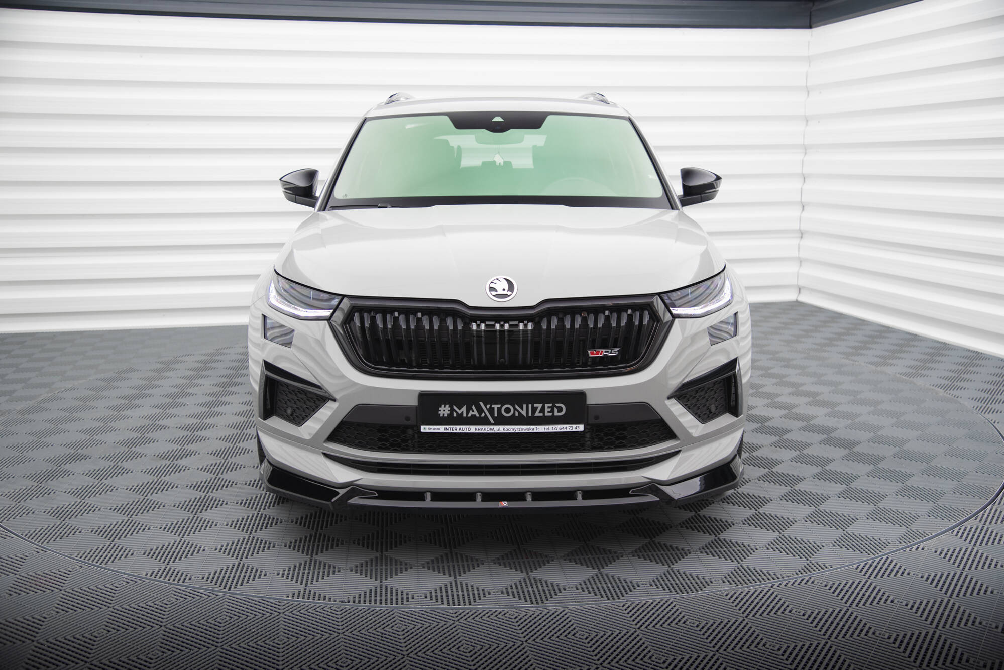 Street+ Spoilerlippe Front Ansatz V.1 passend für Skoda Kodiaq RS Mk1 FL schwarz Hochglanz