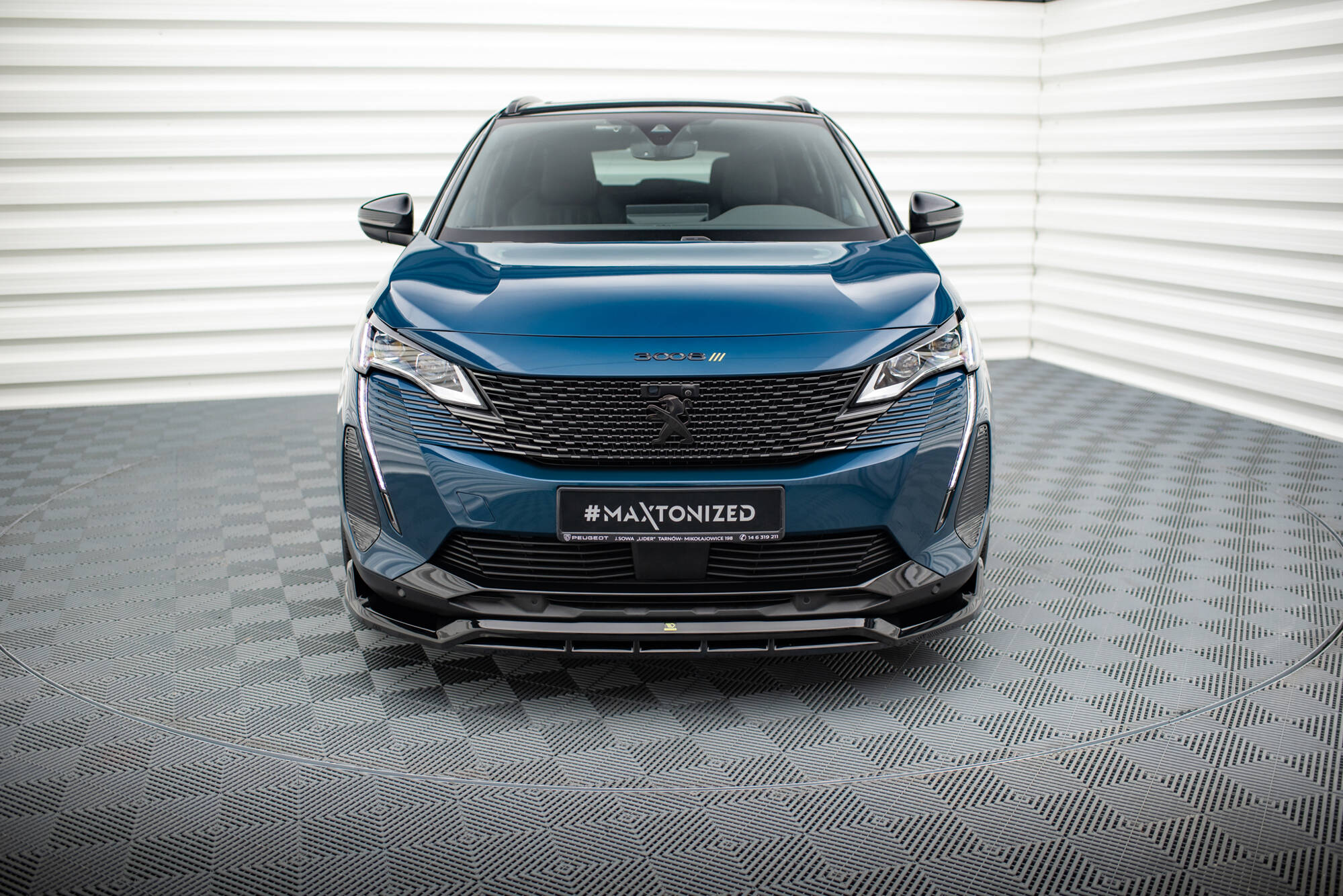 Street+ Spoilerlippe Front Ansatz passend für Peugeot 3008 GT-Line Mk2 FL schwarz Hochglanz