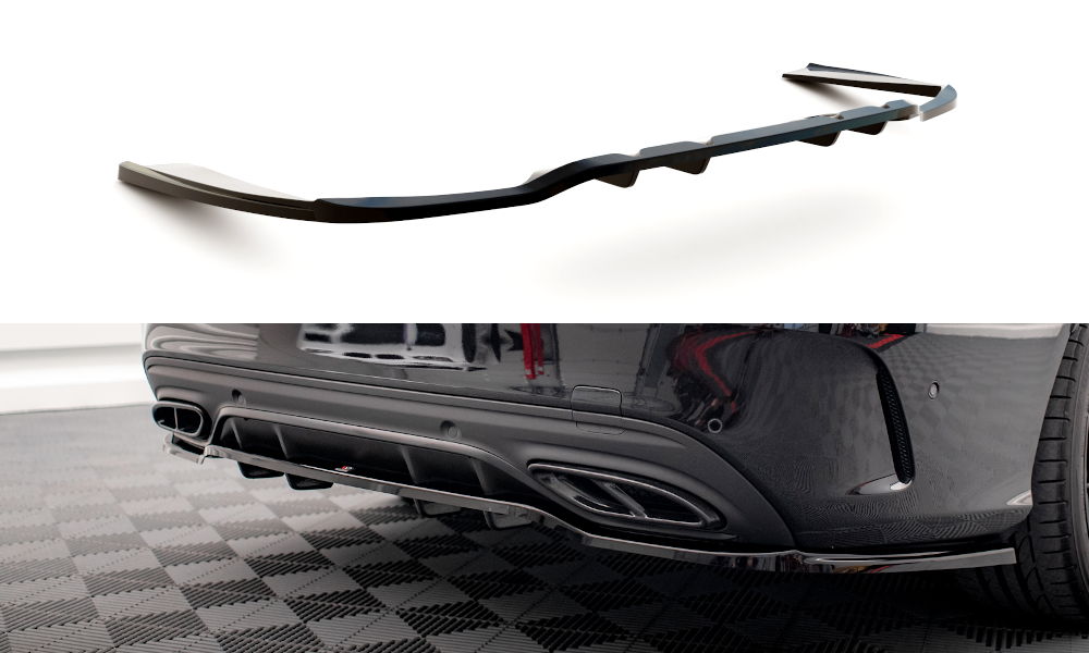 Street+ Mittlerer Diffusor RACE Heck Ansatz passend für Mercedes C AMG-Line W205 FL schwarz Hochglanz