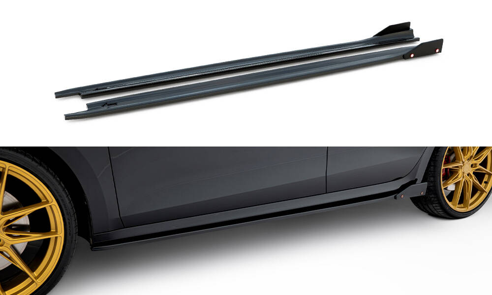 Street+ Seitenschweller Leisten V.2 + Flaps passend für Skoda Octavia RS Liftback / Combi Mk4 FL