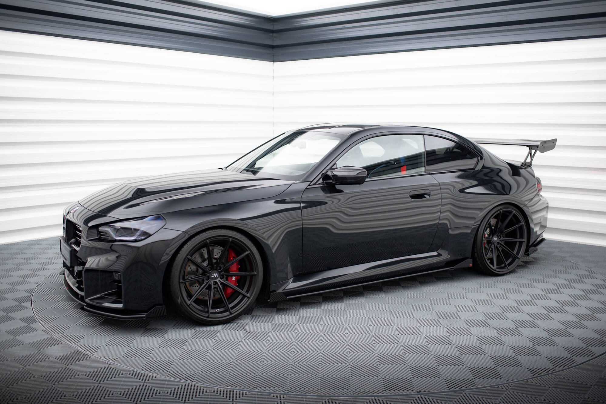 Street Pro Seitenschweller Leisten V.1 + Flaps passend für BMW M2 G87 schwarz Hochglanz