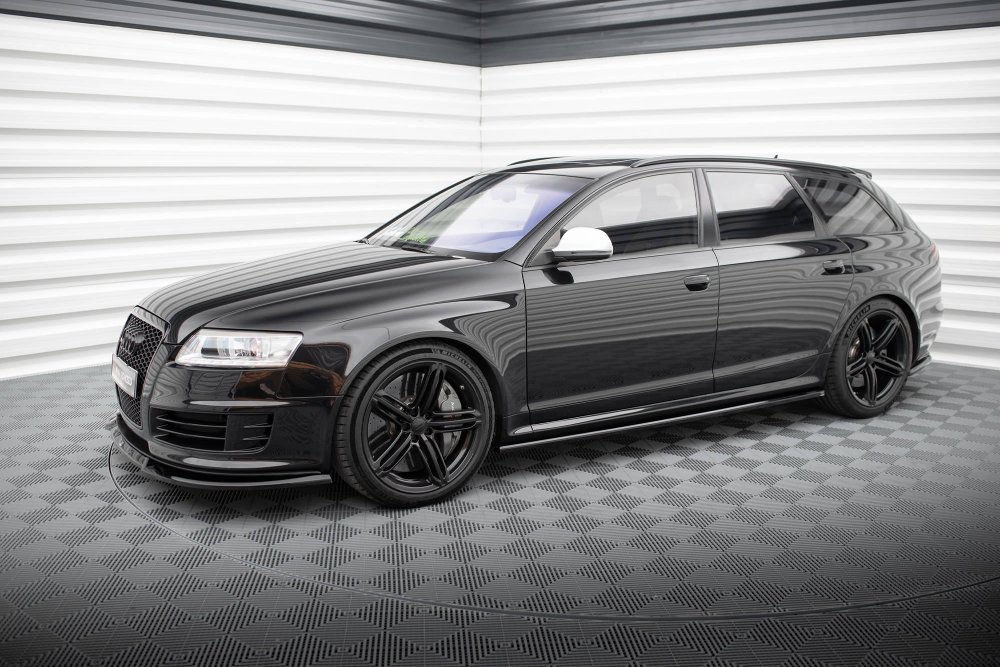 Street+ Seitenschweller Leisten V.2 passend für Audi RS6 Avant C6 schwarz Hochglanz