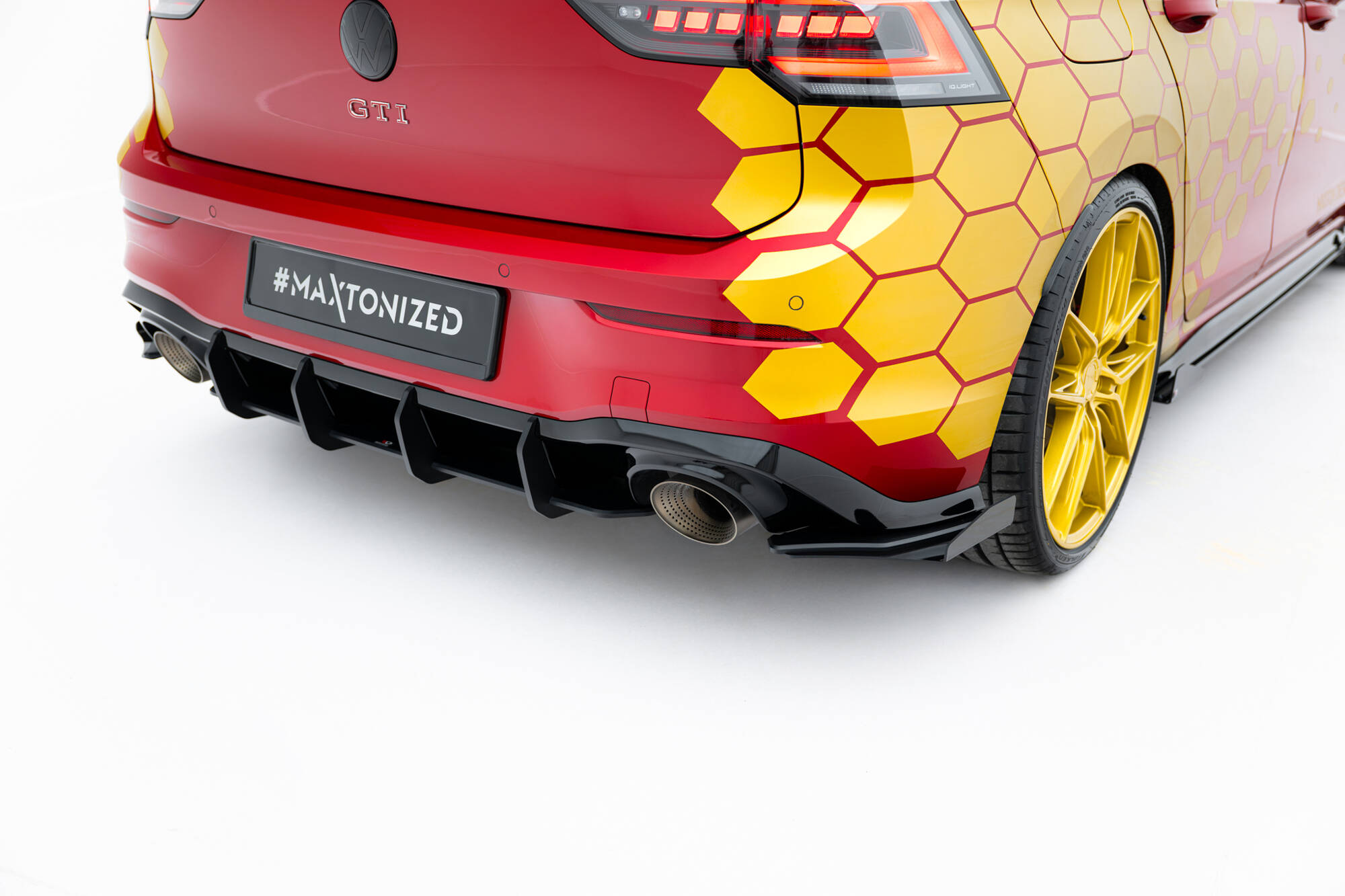 Street Pro Heck Ansatz Flaps passend für Ford VW Golf GTI Clubsport Mk8 FL schwarz Hochglanz