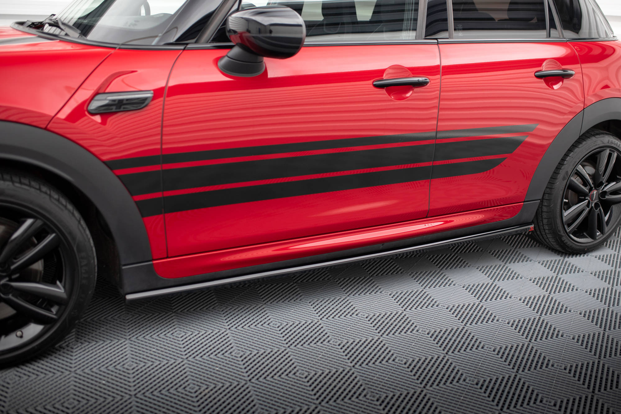 Street+ Seitenschweller Leisten passend für Mini Cooper S John Cooper Works F55 FL schwarz Hochglanz