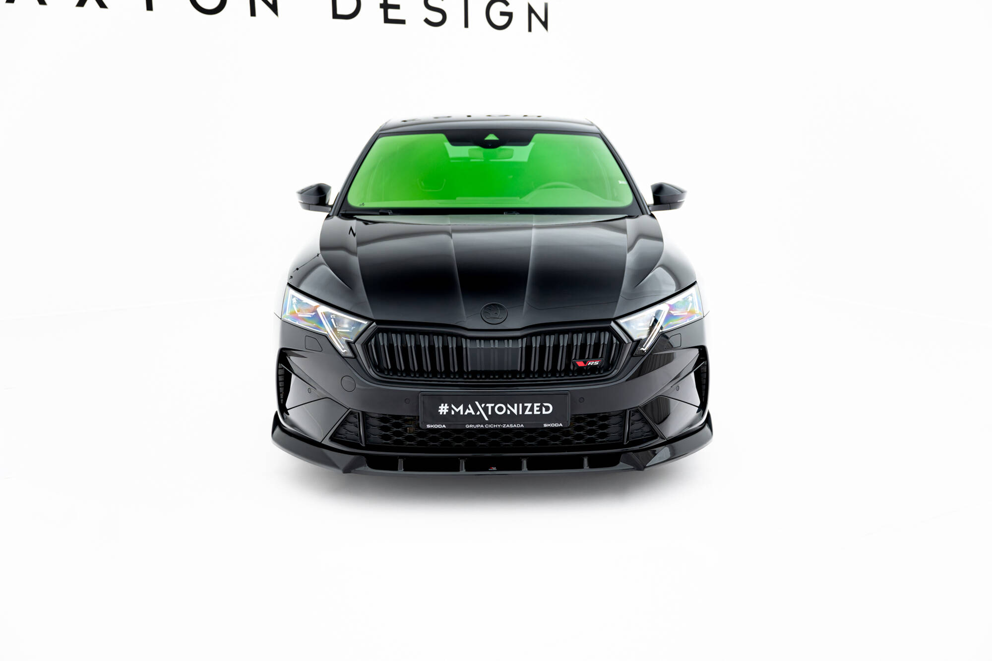 Street+ Spoilerlippe Front Ansatz V.2 passend für Skoda Octavia RS Liftback / Combi Mk4 FL schwarz Hochglanz