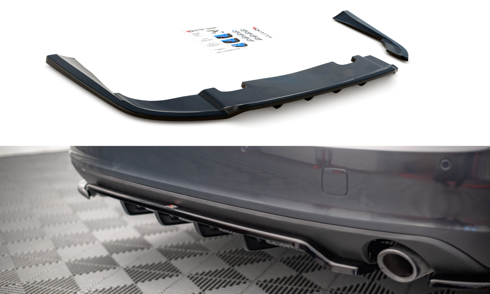 Street+ Mittlerer Diffusor RACE Heck Ansatz V.1 passend für Volvo V90 Mk2 schwarz Hochglanz