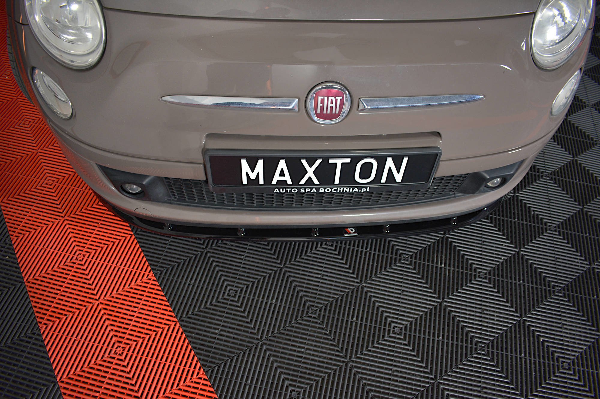 Street+ Spoilerlippe Front Ansatz V.1 passend für Fiat 500 Hatchback vor FL schwarz Hochglanz