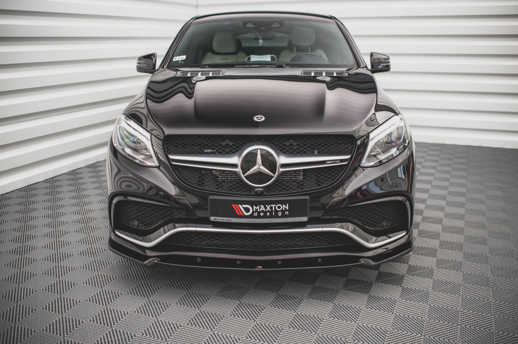 Street+ Spoilerlippe Front Ansatz V.1 passend für Mercedes GLE Coupe / SUV 63 AMG C292 / W166 schwarz Hochglanz