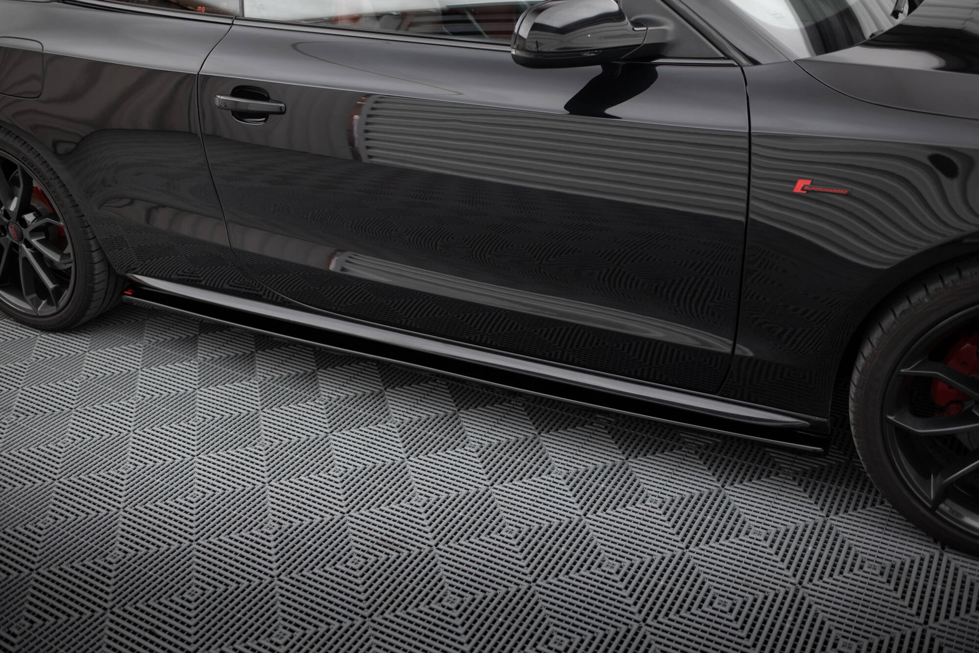 Street+ Seitenschweller Leisten passend für Audi S5 / A5 / A5 S-Line 8T / 8T FL schwarz Hochglanz