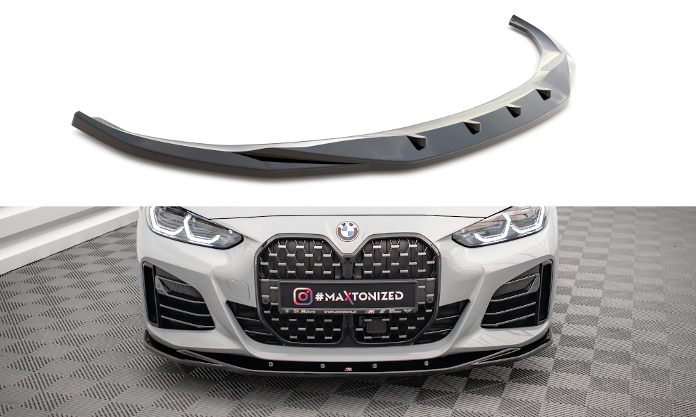 Street+ Spoilerlippe Front Ansatz V.3 passend für BMW 4er / i4 Gran Coupe M-Paket / M440i G26 schwarz Hochglanz