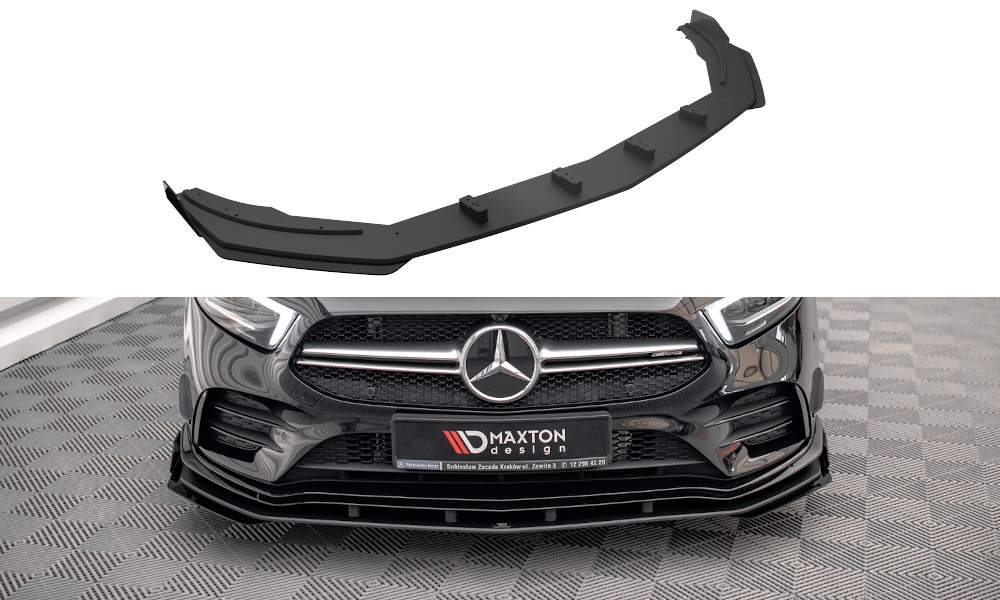 Street Pro Spoilerlippe Front Ansatz + Flaps passend für Mercedes A35 AMG / AMG-Line Aero Pack W177 schwarz Hochglanz