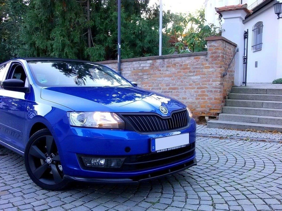 Street+ Spoilerlippe Front Ansatz V.1 passend für Skoda Rapid schwarz Hochglanz