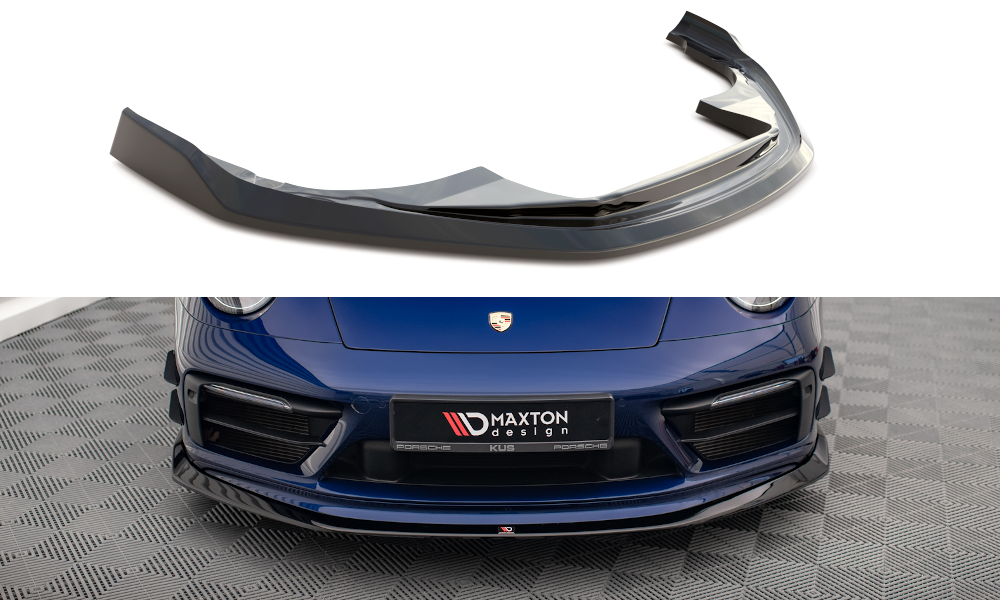 Street+ Spoilerlippe Front Ansatz V.2 passend für Porsche 911 Carrera Aero / Carrera GTS 992 schwarz Hochglanz