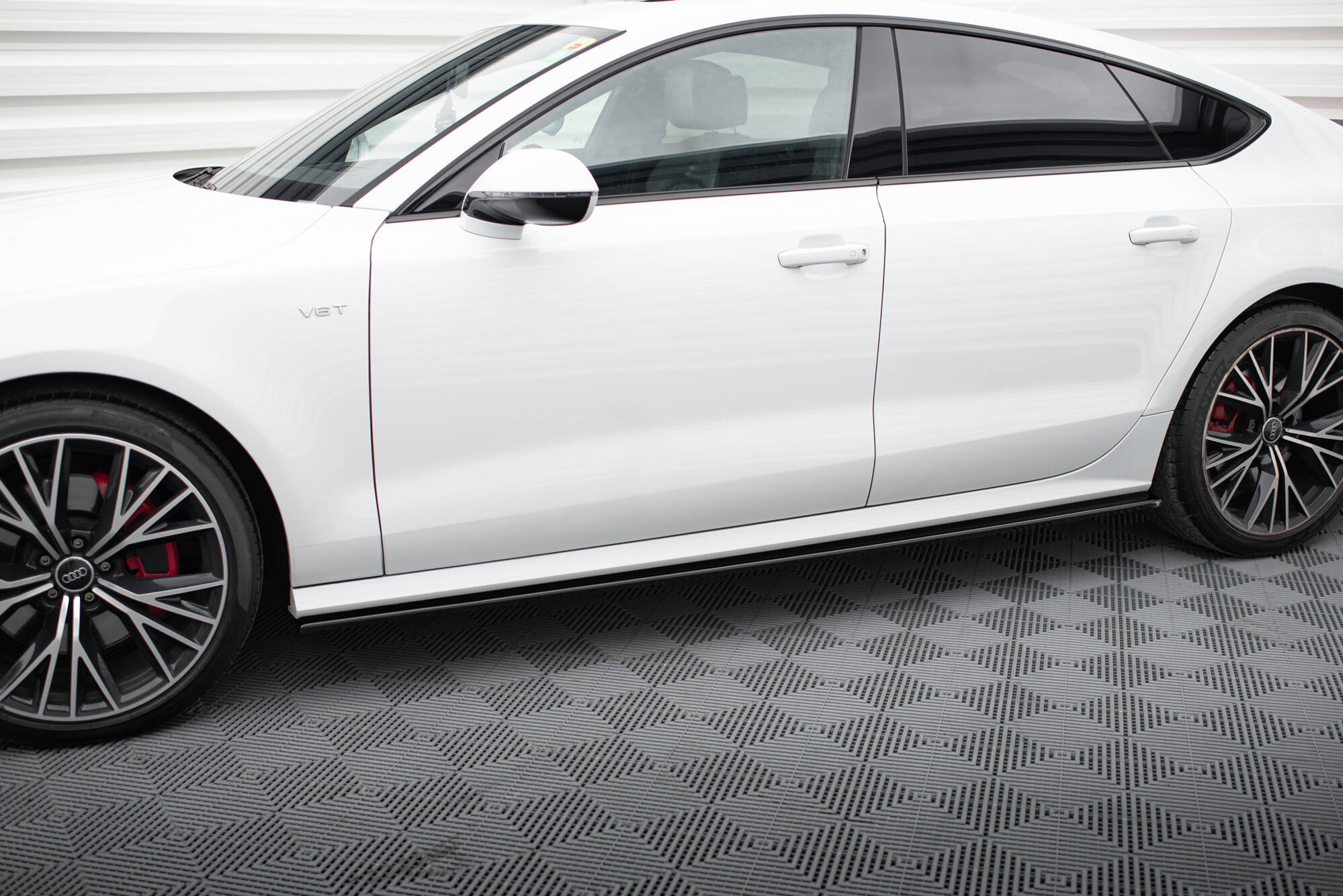 Street+ Seitenschweller Leisten passend für Audi S7 / A7 S-Line C7 FL schwarz Hochglanz