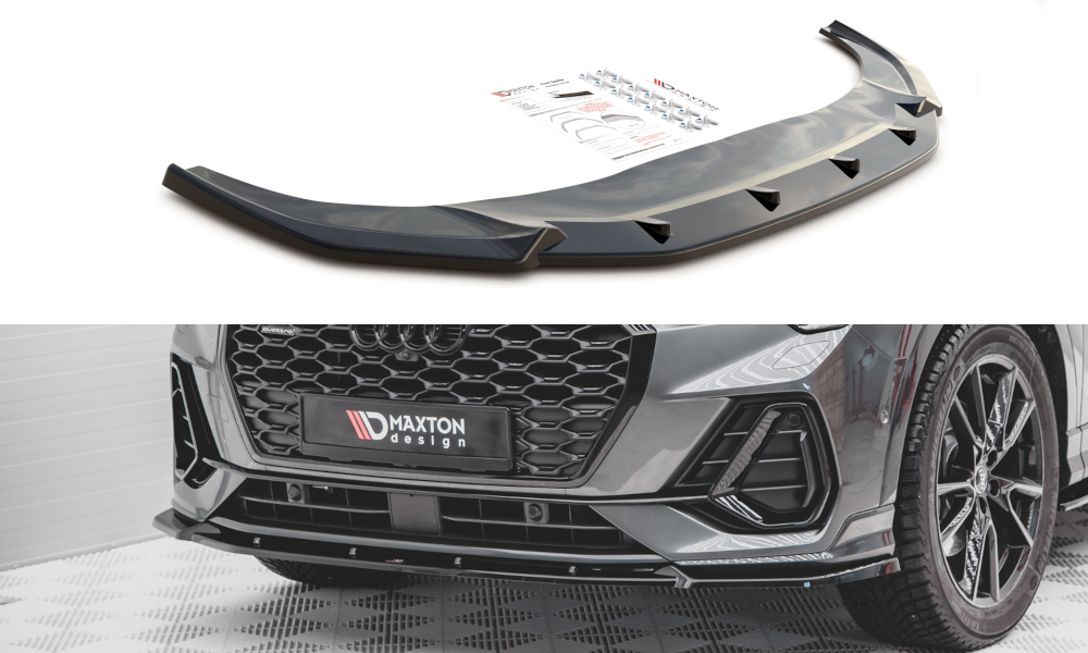 Street+ Spoilerlippe Front Ansatz V.2 passend für Audi Q3 Sportback S-Line Carbon Look