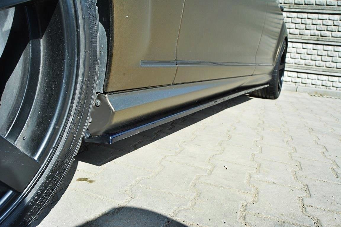 Street+ Seitenschweller Leisten passend für Mercedes S-Klasse W221 AMG LWB schwarz Hochglanz
