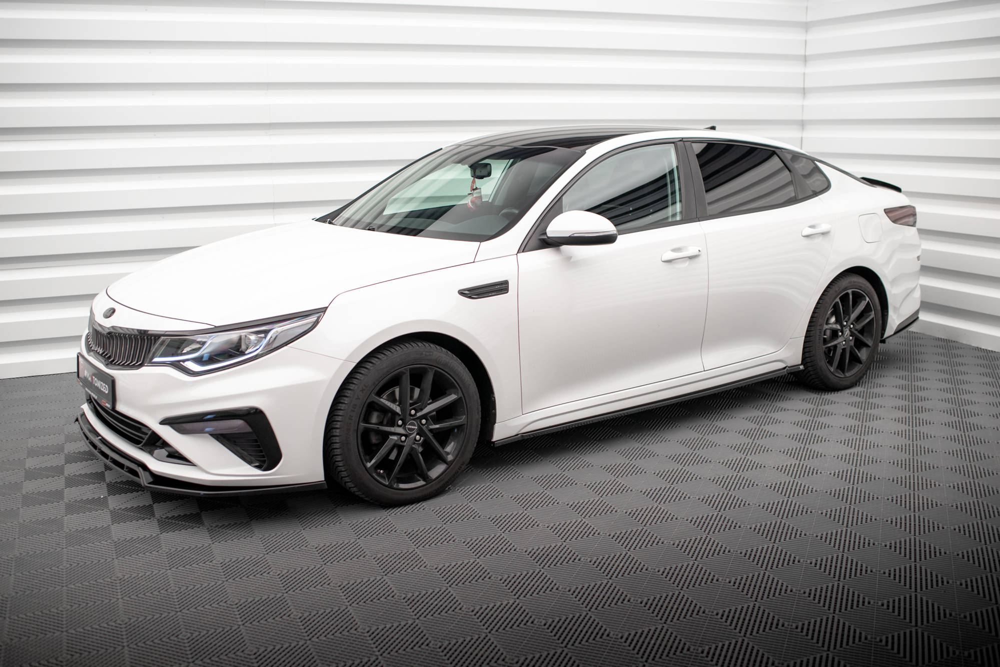 Street+ Seitenschweller Leisten passend für Kia Optima Mk4 FL schwarz Hochglanz