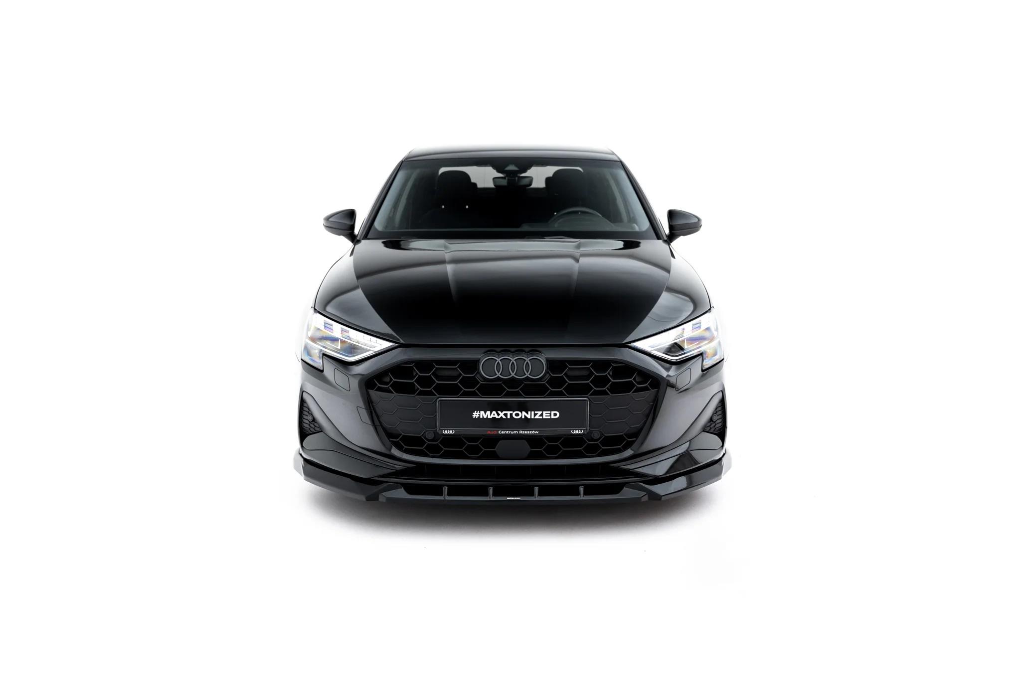 Street+ Spoilerlippe Front Ansatz V.1 passend für Audi A3 Limousine 8Y Facelift schwarz Hochglanz