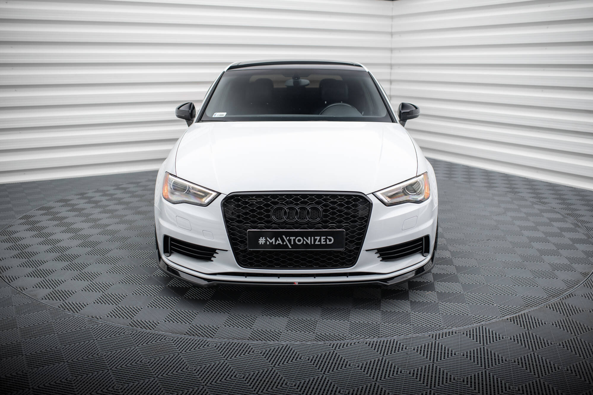 Street+ Spoilerlippe Front Ansatz V.2 passend für Audi A3 Limousine 8V schwarz Hochglanz