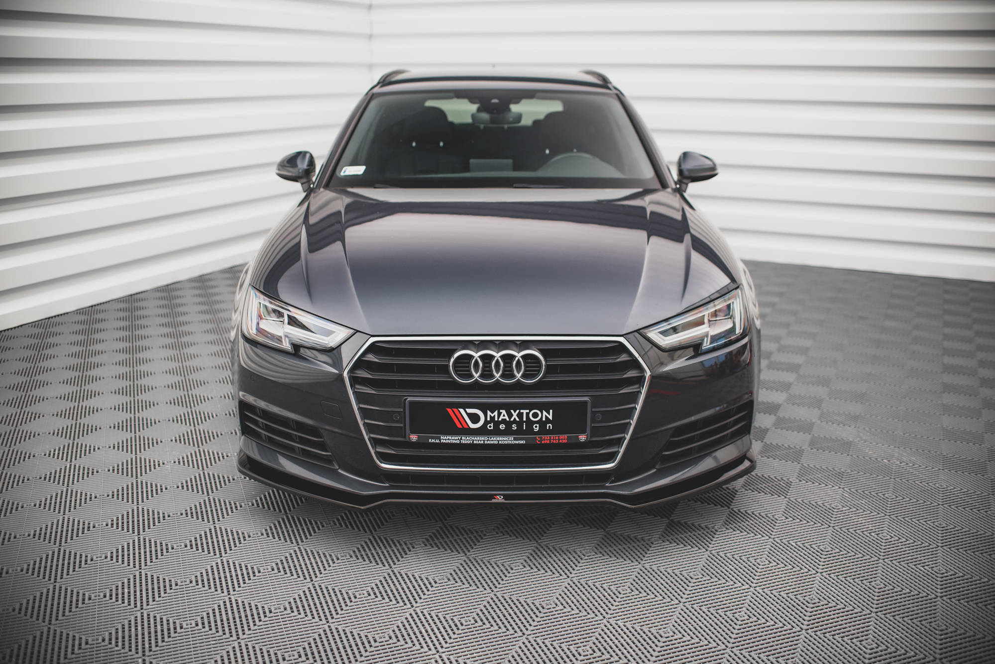 Street+ Spoilerlippe Front Ansatz V.2 passend für Audi A4 B9 schwarz Hochglanz