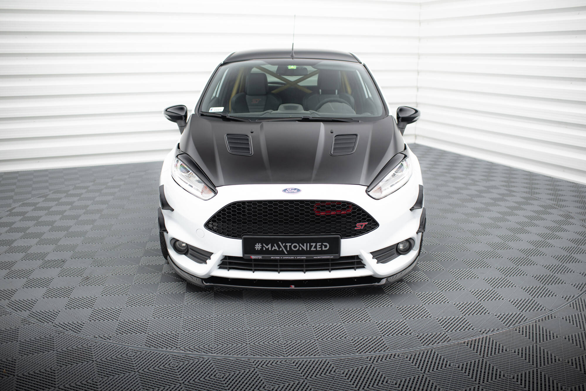Motorhauben Luftschlitze passend für Ford Fiesta ST Mk7 FL schwarz Hochglanz