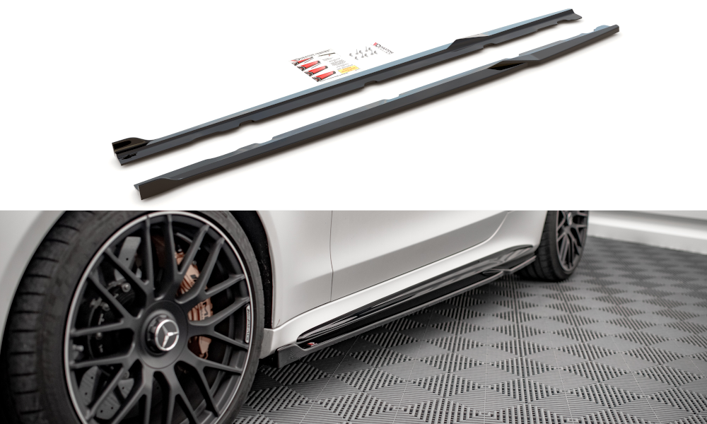 Street+ Seitenschweller Leisten V.2 passend für Mercedes-AMG C 63 AMG Coupe C205 FL schwarz Hochglanz