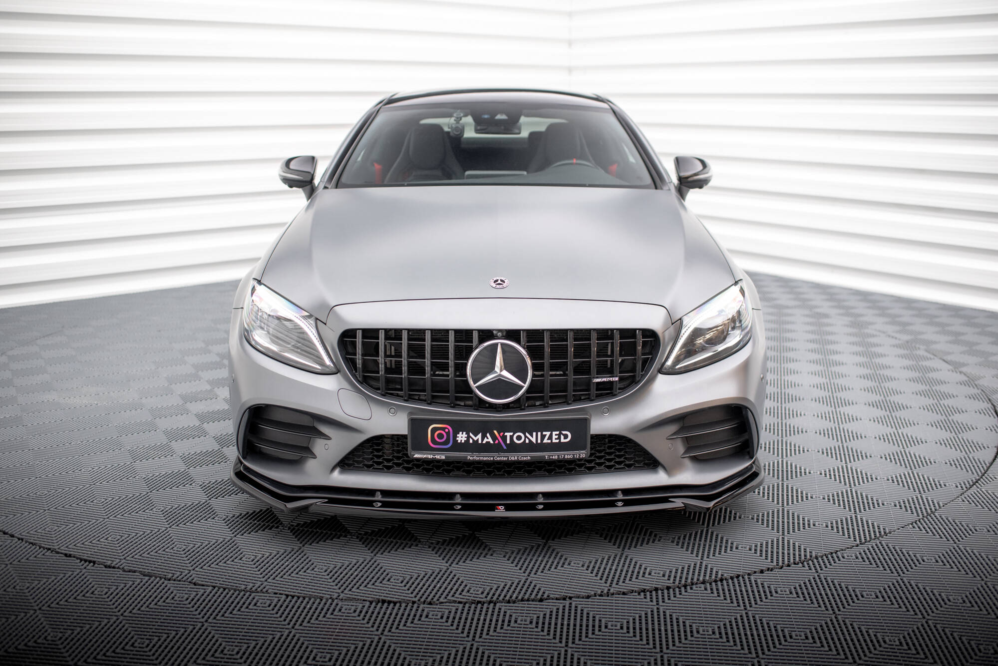 Street+ Spoilerlippe Front Ansatz V.2 passend für Mercedes-AMG C43 Coupe / Cabrio / Limousine / Kombi C205 / A205 / W205 / S205 FL schwarz Hochglanz